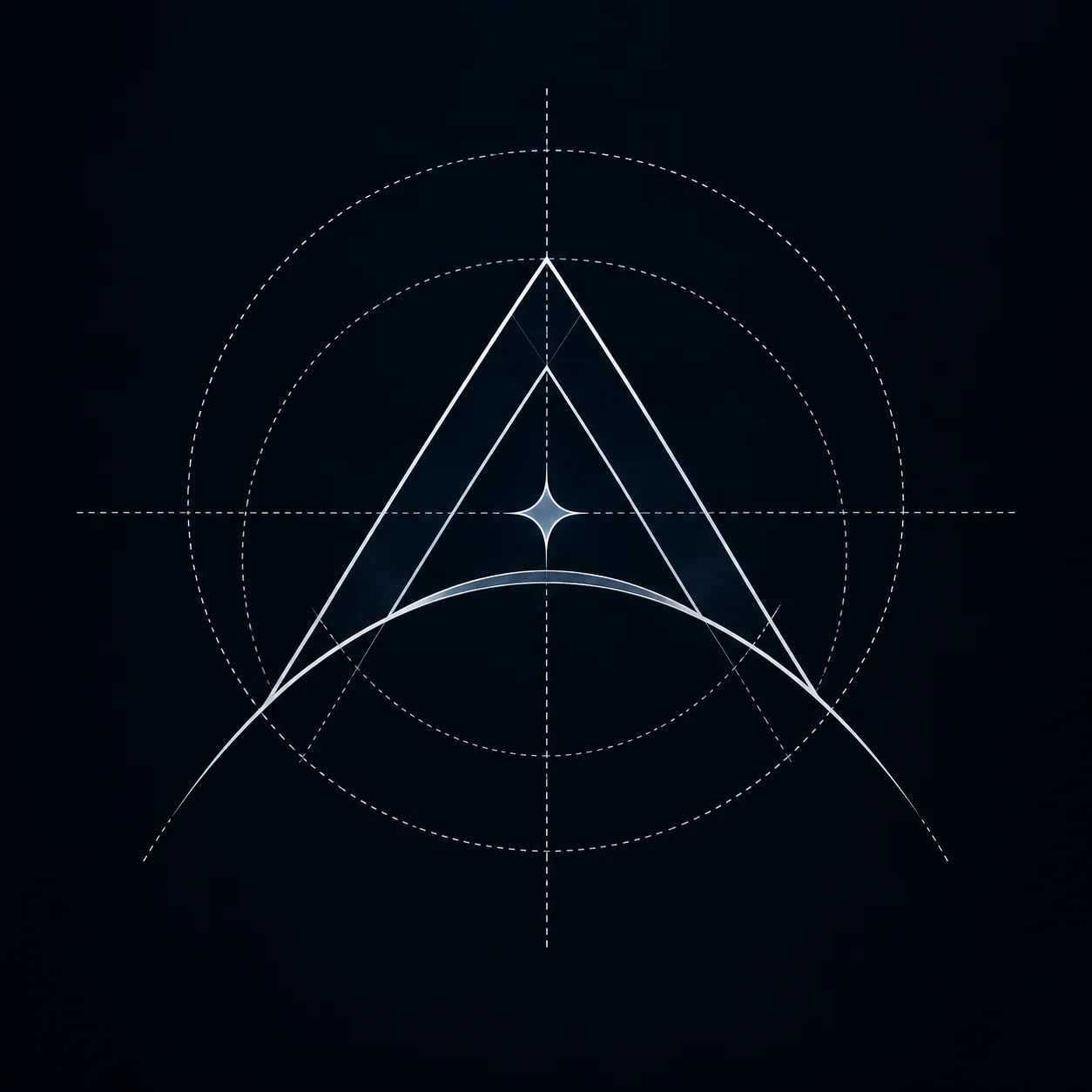 ARZELO's geometric A emblem, a star at its center, encircled by orbital construction lines